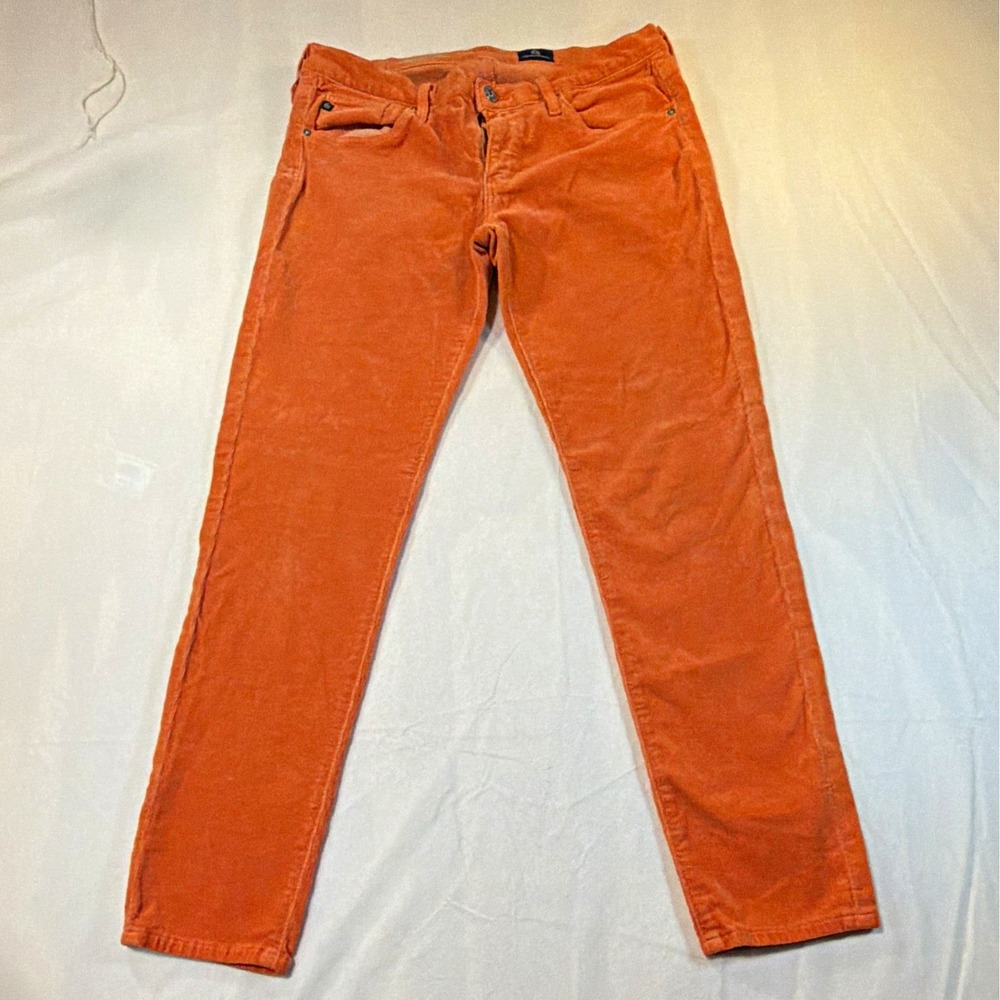 AG Adriano Goldschmied Woman 30R Orange Stevie Ankle Corduroy Boho Hippie